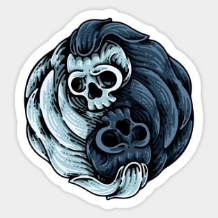 Yin Yang Skull Sticker